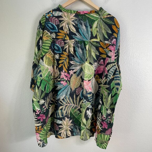 Johnny Was Workshop Womens Plus 3X Ramie Floral Embroidered Boho Blouse Top - Picture 11 of 12